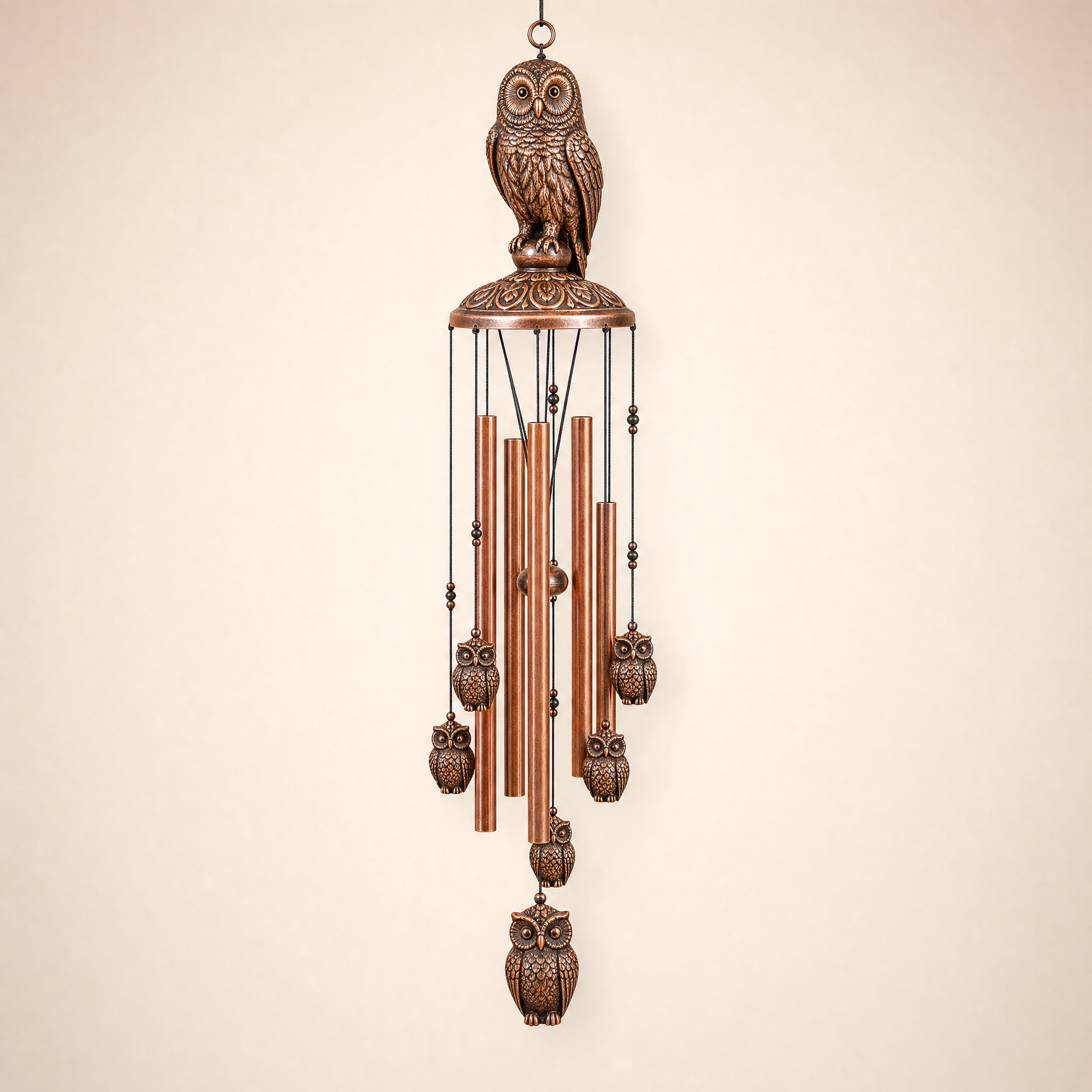 Bronze-Windspiel Eule